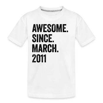 12 Years Awesome Since March 2011 12th Birthday - Kids' Premium Organic T-Shirt - white - Front