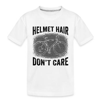 Helmet Hair Don't Care Bicycle Road Bike Cyclist - Kinder Premium Bio T-Shirt - Weiß - Vorne