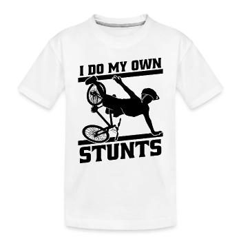 I Do My Own Stunts Bicycle Bicycling Biker Cyclist - Kinder Premium Bio T-Shirt - Weiß - Vorne