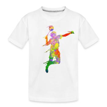 Badminton Paper Cut Squash - Kids' Premium Organic T-Shirt - white - Front