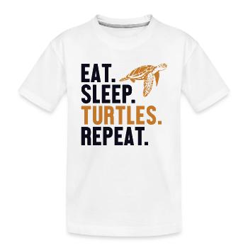 Manger des tortues endormies Tortue répétée - T-shirt bio Premium Enfant - blanc - Devant