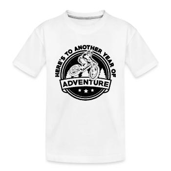 Here's To Another Year Bike Racer Mountain Biker - Kids' Premium Organic T-Shirt - white - Front