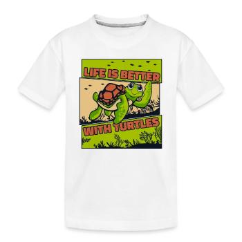 La vie est meilleure avec les tortues tortues aquatiques - T-shirt bio Premium Enfant - blanc - Devant
