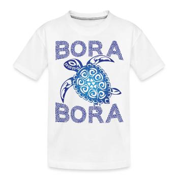 Tortue de mer tribale bleue polynésienne Bora Bora - T-shirt bio Premium Enfant - blanc - Devant