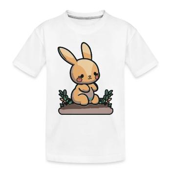 Cute cartoon bunny for kindergarten children and pupils - Kids' Premium Organic T-Shirt - white - Front