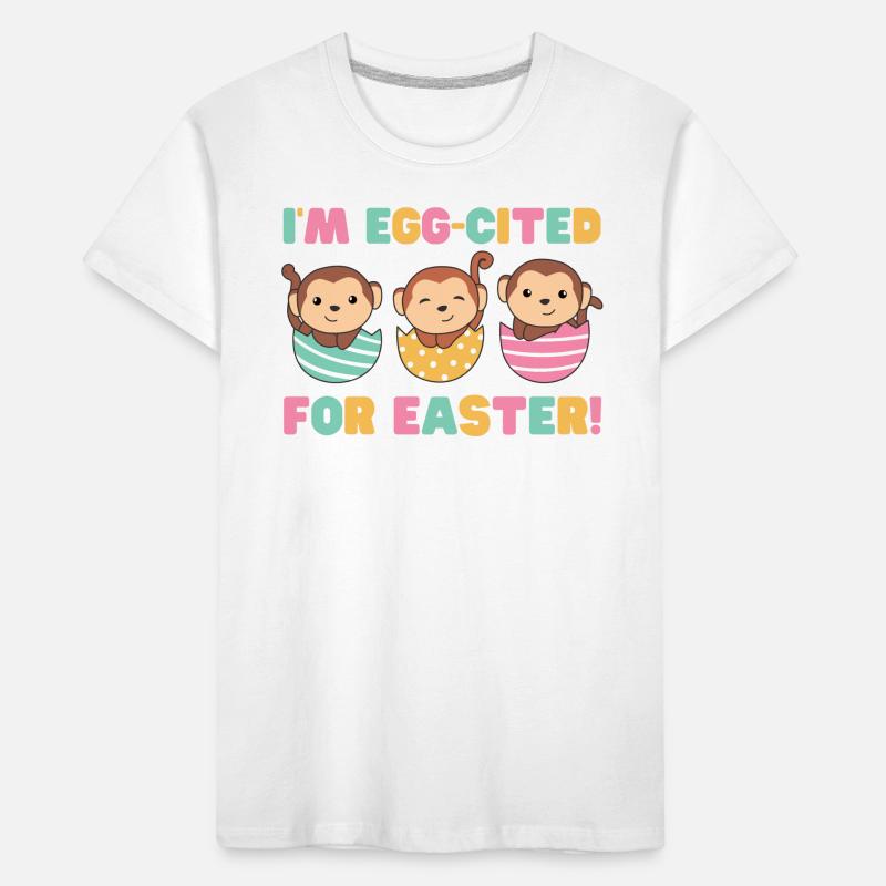 cute monkeys at Easter with Easter eggs monkey Kids' Premium Organic T-Shirt
