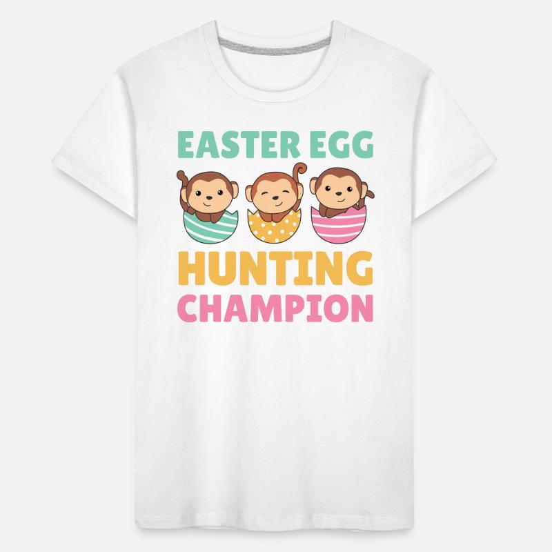 cute monkeys at Easter with Easter eggs monkey Kids' Premium Organic T-Shirt