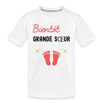 Bientôt grande sœur cadeau naissance grossesse - T-shirt bio Premium Enfant - blanc - Devant