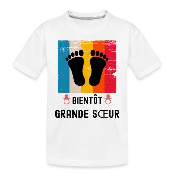 Bientôt grande sœur cadeau naissance vintage - T-shirt bio Premium Enfant - blanc - Devant