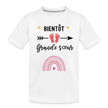 Bientôt grande sœur cadeau naissance - T-shirt bio Premium Enfant - blanc - Devant