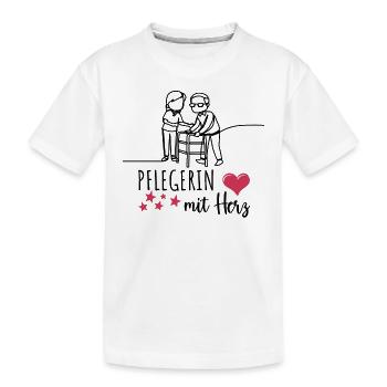 Altenpflege Pflegeleben Pflegerin Mit Herz - Kinder Premium Bio T-Shirt - Weiß - Vorne