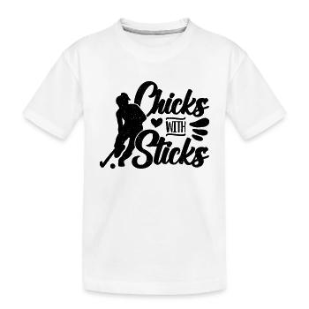Chicks With Sticks Hockey Goalie Hockey Player - Kids' Premium Organic T-Shirt - white - Front