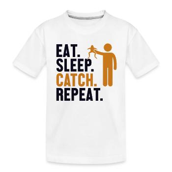 Eat Sleep Catch Repeat Kaulquappe Laubfrosch - Kinder Premium Bio T-Shirt - Weiß - Vorne