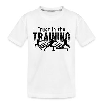 Trust In The Training Athletic Running Sprinter - Kids' Premium Organic T-Shirt - white - Front