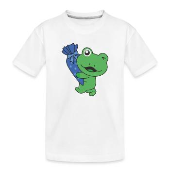 bye bye kindergarten hello school frog - Kids' Premium Organic T-Shirt - white - Front