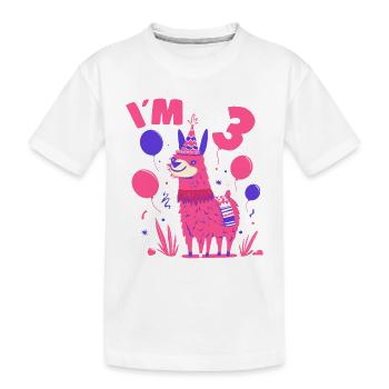 Cute Lama Birthday Motif for Girls I'm 3 Gift Idea - Kinder Premium Bio T-Shirt - Weiß - Vorne