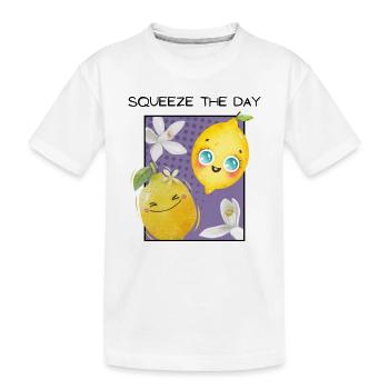 SQUEEZE THE DAY - Kids' Premium Organic T-Shirt - white - Front
