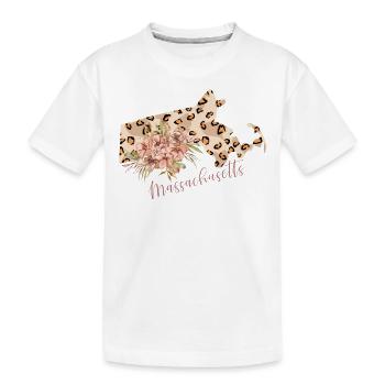 Massachusetts Leopard-muster Karte - Kinder Premium Bio T-Shirt - Weiß - Vorne