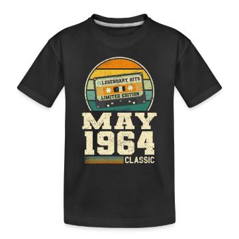 59th Birthday May Vintage 1964 Gift Idea - Kids' Premium Organic T-Shirt - black - Front