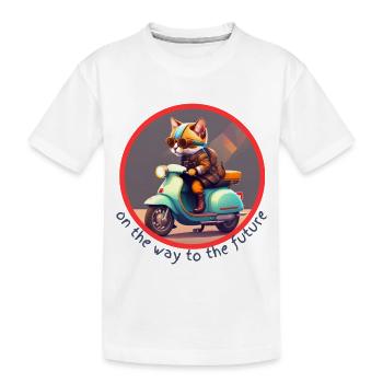 Die Katze auf dem Weg in die Zukunft - Kinder Premium Bio T-Shirt - Weiß - Vorne