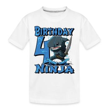 Shark Ninja I'm 4 - Action Underwater Birthday - Kids' Premium Organic T-Shirt - white - Front