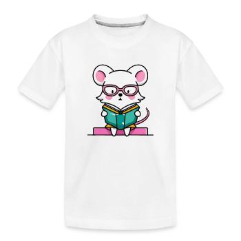 Leseratte Maus im Buch - Kinder Premium Bio T-Shirt - Weiß - Vorne