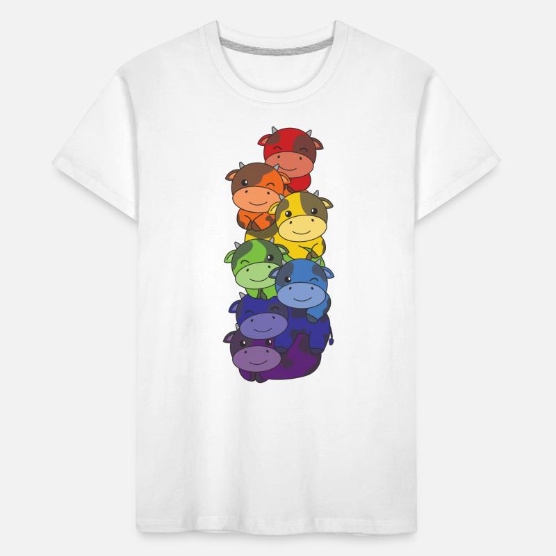 Rainbow Flag Pride LGBTQ Mignon Cow Stack T-shirt bio Premium Enfant