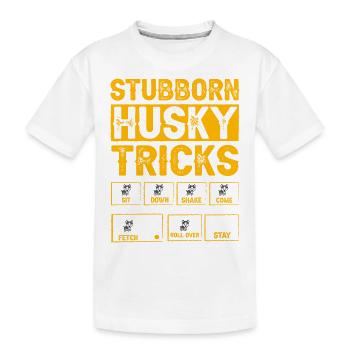 Stubborn Husky Tricks - Kids' Premium Organic T-Shirt - white - Front