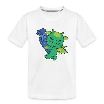 bye bye kindergarten hello school dragon - Kids' Premium Organic T-Shirt - white - Front