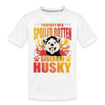 Propriété d’un husky sibérien pourri gâté - T-shirt bio Premium Enfant - blanc - Devant