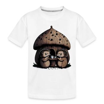 Hedgehog Teaparty Mushroom Home - Kids' Premium Organic T-Shirt - white - Front