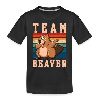 Team Beaver - Kinder Premium Bio T-Shirt - Schwarz - Vorne