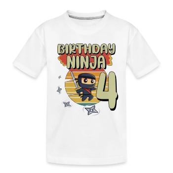Anniversaire Ninja 4 ans Bday Party Cadeau - T-shirt bio Premium Enfant - blanc - Devant