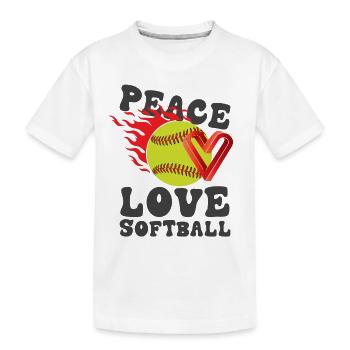 Les filles de la paix aiment le softball - T-shirt bio Premium Enfant - blanc - Devant