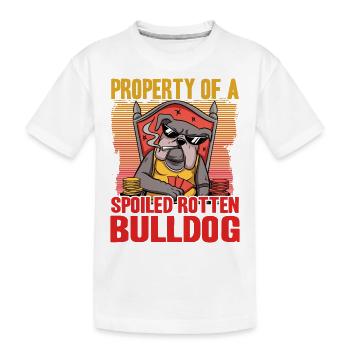 Propriété d’un bouledogue pourri gâté - T-shirt bio Premium Enfant - blanc - Devant