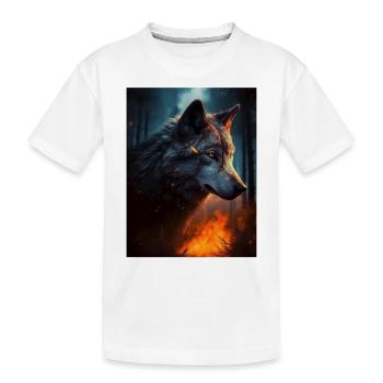 Einsamer Wolf im Feuerwald - Kinder Premium Bio T-Shirt - Weiß - Vorne
