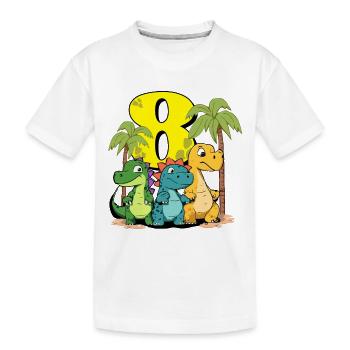 Dinosaures mignons J’ai 8 dino anniversaire - T-shirt bio Premium Enfant - blanc - Devant