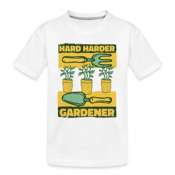 Hard Harder Gardener Horticulture Allotment Garden - Kids' Premium Organic T-Shirt - white - Front