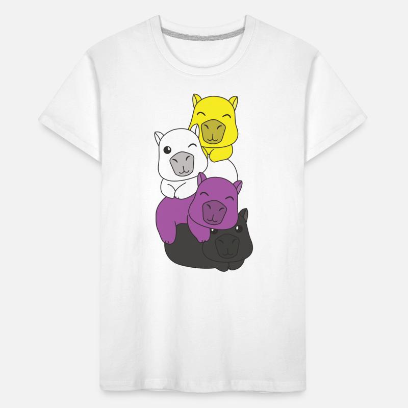 Nonbinary Flag Pride LGBTQ Mignon Capybara Pile T-shirt bio Premium Enfant