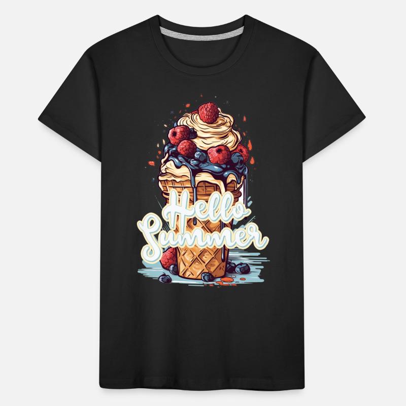 Hello Summer Eis Eiscreme Eisdiele Kinder Premium Bio T-Shirt