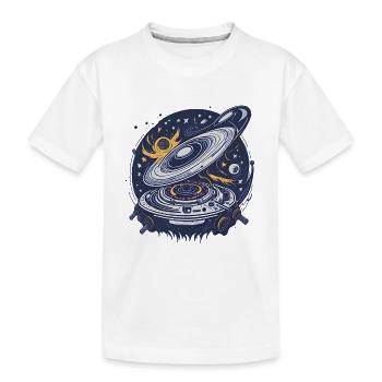 Retro Galaktischer Vinyl-Player - Kinder Premium Bio T-Shirt - Weiß - Vorne