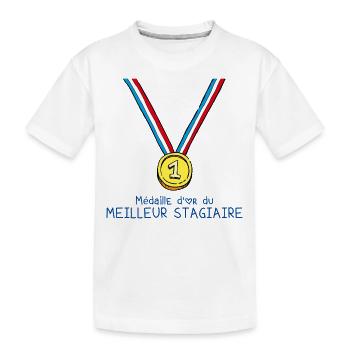 T-shirt Médaille d'or du meilleur stagiaire - T-shirt bio Premium Enfant - blanc - Devant