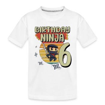 Birthday Ninja 6 Years Old Bday Party Gift - Kids' Premium Organic T-Shirt - white - Front