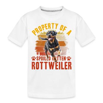Propriété d’un Rottweiler pourri gâté - T-shirt bio Premium Enfant - blanc - Devant