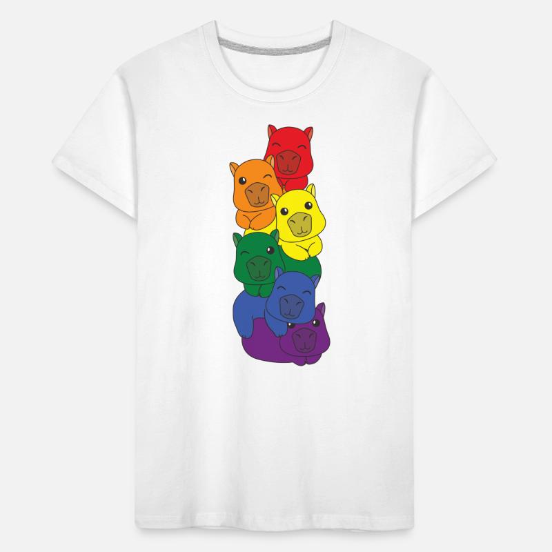 Rainbow Flag Pride LGBTQ Mignon Capybara Stack T-shirt bio Premium Enfant