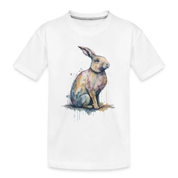 Ein entzückendes Aquarellgemälde eines Kaninchens - Kinder Premium Bio T-Shirt - Weiß - Vorne