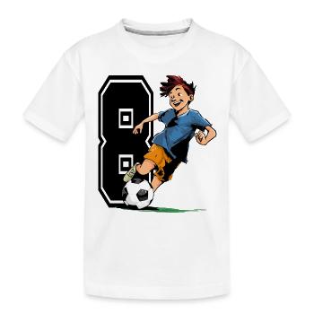 8 Year Old Footballer & Soccer Children's Birthday Party - Kids' Premium Organic T-Shirt - white - Front