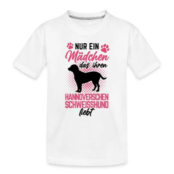 Fille qui aime le lévrier hanovrien - T-shirt bio Premium Enfant - blanc - Devant