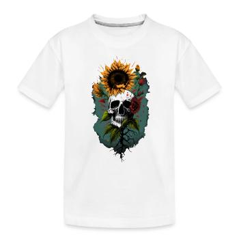 Totenkopf Sonnenblume Blumen Dekorieren Cool Rad Tech Wortspiel - Kinder Premium Bio T-Shirt - Weiß - Vorne