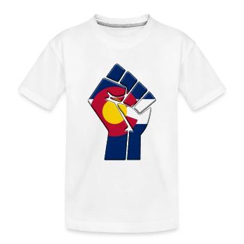Flagge des Bundesstaates Colorado Stolz Eingeborenen-Familienhaus - Kinder Premium Bio T-Shirt - Weiß - Vorne